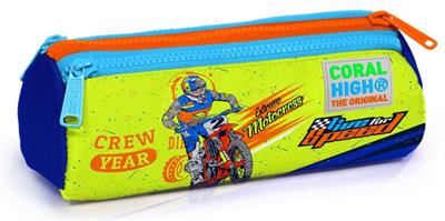 Coral High Sarı Mavi Motorsiklet İlkokul Sırt Çantası ve Kalemlik Seti - Erkek