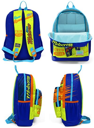 Coral High Sarı Mavi Motorsiklet İlkokul Sırt Çantası ve Kalemlik Seti - Erkek