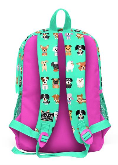 Coral High Sevimli Köpekler Baskılı İlkokul ve Günlük Sırt Çantası - Kız Çocuk