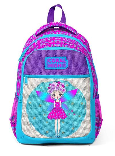 Coral High Simli Parlayan Peri Kız İlkokul Çantası Takımı - Okul Seti