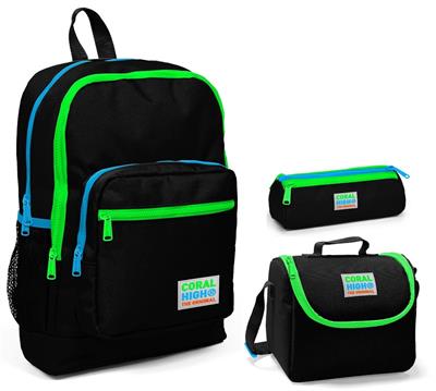 Coral High Siyah 3lü İlkokul Çanta Seti - Erkek Çocuk