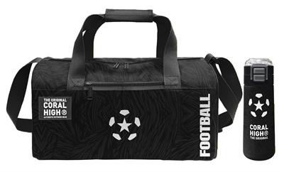 Coral High Siyah Beyaz Futbol Baskılı Erkek Çocuk Spor Çantası ve 500 ml Çelik Matara Seti 27535