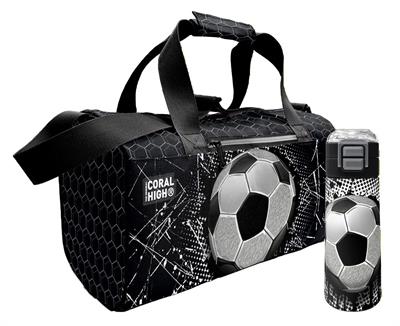 Coral High Siyah Beyaz Futbol Desenli Erkek Çocuk Spor Çantası ve 500 ml Çelik Matara Seti 27539