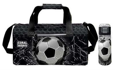 Coral High Siyah Beyaz Futbol Desenli Erkek Çocuk Spor Çantası ve 500 ml Çelik Matara Seti 27539