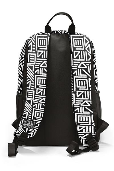 Coral High Siyah Beyaz Geomatrik Desenli 3lü Okul Çanta Seti SET0123682 - Erkek