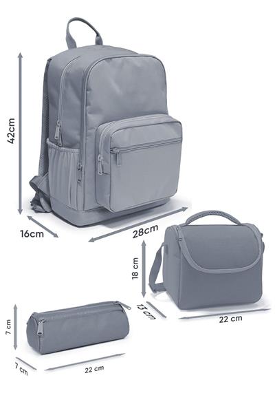Coral High Siyah Blok Desenli 3lü Okul Çanta Seti SET0123694 - Erkek