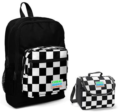 Coral High Siyah Damalı İlkokul Çantası ve Beslenme Seti - Erkek Çocuk