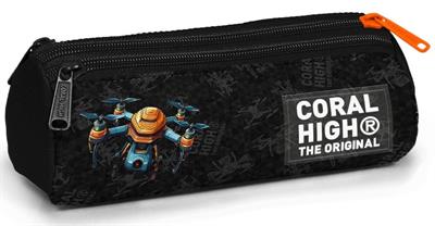Coral High Siyah Drone Baskılı Erkek Çocuk Okul Kalem Çantası - Üç Bölmeli 11191