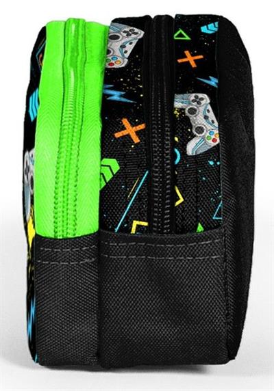 Coral High Siyah Fosforlu Yeşil Gamer İki Bölmeli Kalem Çantası - Erkek Çocuk