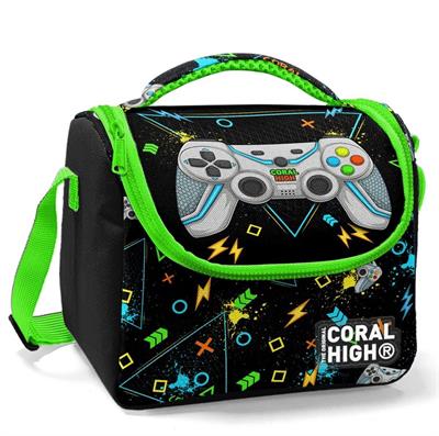 Coral High Siyah Fosforlu Yeşil Gamer Isı Yalıtımlı Beslenme Çantası - Erkek Çocuk