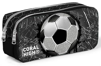 Coral High Siyah Futbol İki Bölmeli Kalem Çantası - Erkek Çocuk