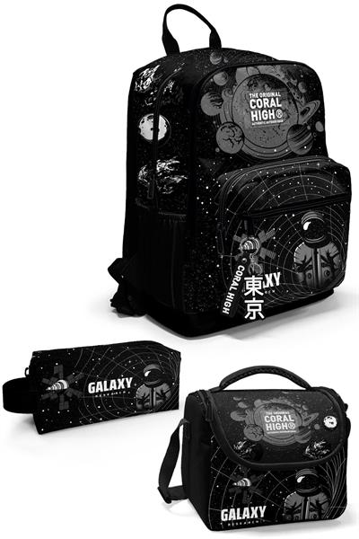 Coral High Siyah Galaxy 3lü Okul Çanta Seti SET0123644