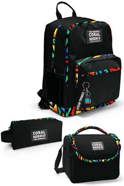 Coral High Siyah Grafiti 3lü Okul Çanta Seti SET0123633