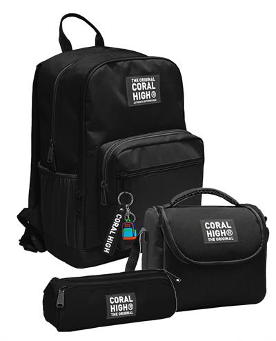 Coral High Siyah Gri Erkek Çocuk İlkokul ve Ortaokul Üçlü Okul Çanta Seti SETYGN33240A