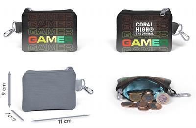 Coral High Siyah Gri Gamer Bozuk Para Cüzdanı - Erkek Çocuk