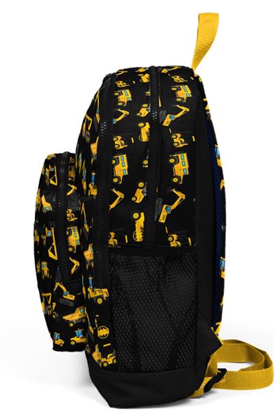 Coral High Siyah İş Makineleri Baskılı İlkokul ve Günlük Sırt Çantası