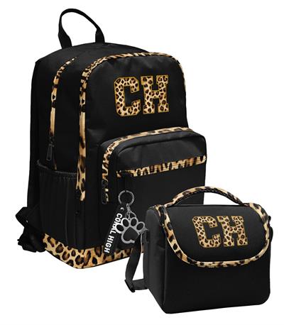 Coral High Siyah Kahverengi Leopar CH Desenli (Kız Çocuk) Okul Sırt ve Beslenme Çantası Seti - SETYGN33228B