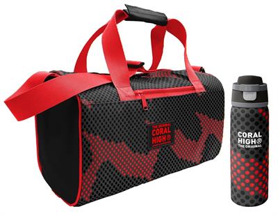 Coral High Siyah Kırmızı Nokta Desenli Erkek Çocuk Spor Çantası ve 800 ml Çelik Matara Seti 27555