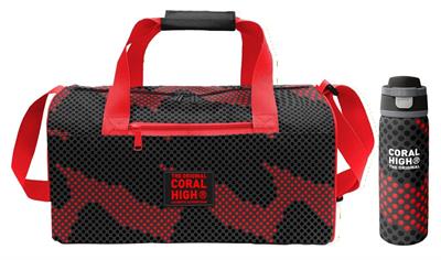 Coral High Siyah Kırmızı Nokta Desenli Erkek Çocuk Spor Çantası ve 800 ml Çelik Matara Seti 27555