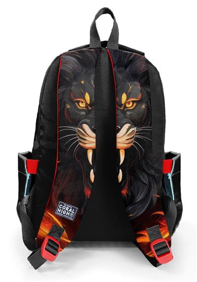 Coral High Siyah Kükreyen Aslan Desenli Erkek Çocuk İlkokul ve Ortaokul Sırt Çantası - Üç Bölmeli 23671