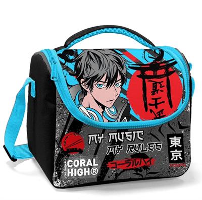 Coral High Siyah Mavi Anime Isı Yalıtımlı Beslenme Çantası - Erkek Çocuk