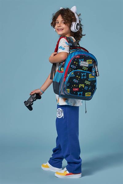 Coral High Siyah Mavi Gamer İlkokul ve Günlük Sırt Çantası - Erkek Çocuk