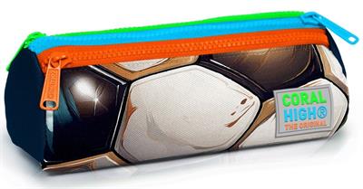 Coral High Siyah Turuncu Futbol Topu Baskılı Erkek Çocuk Kalem Çantası - Üç Gözlü 22095
