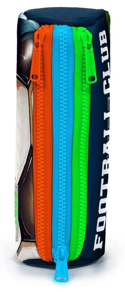 Coral High Siyah Turuncu Futbol Topu Baskılı Erkek Çocuk Kalem Çantası - Üç Gözlü 22095