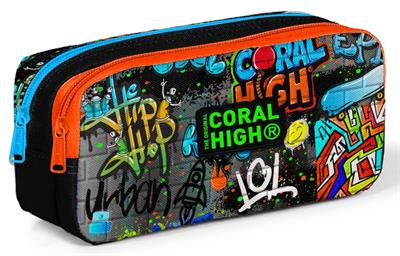 Coral High Siyah Yeşil Grafiti Erkek Çocuk Beslenme Çantası Seti