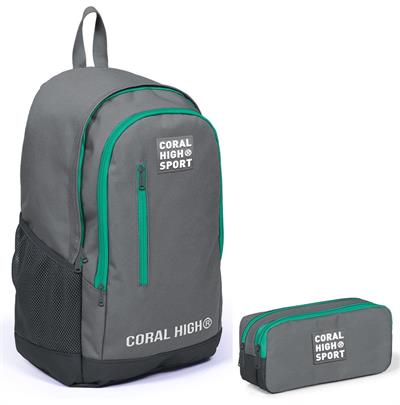 Coral High Sport Açık Gri Okul Çantası ve Kalemlik Seti - Ortaokul ve Lise