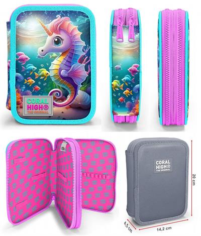 Coral High Su Yeşili Denizatı Kız Çocuk Okul Çantası ve Organizer Kalemlik Seti 23772 11144