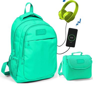 Coral High Su Yeşili Okul ve Beslenme Çantası - Kız Çocuk  - USB Soketli
