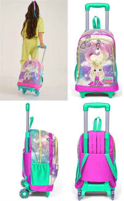 Coral High Su Yeşili Unicorn Çekçek Okul Çantası Seti - Işıklı Tekerlekler - Kız Çocuk