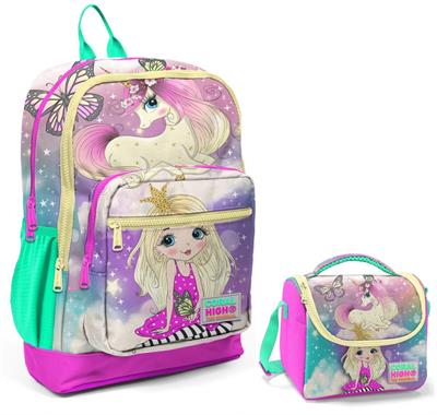 Coral High Su Yeşili Unicorn Okul Sırt ve Beslenme Çantası Seti - Kız Çocuk