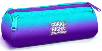 Coral High Turkuaz Mor Renk Geçişli Üç Bölmeli Kalem Çantası - Erkek Çocuk
