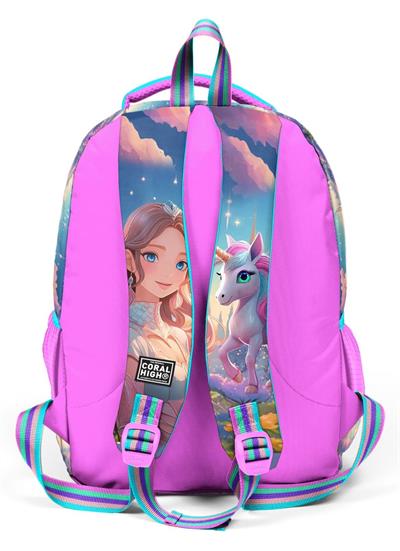 Coral High Turkuaz Pembe Anime Kız - Kız Çocuk İlkokul Okul Sırt Çantası