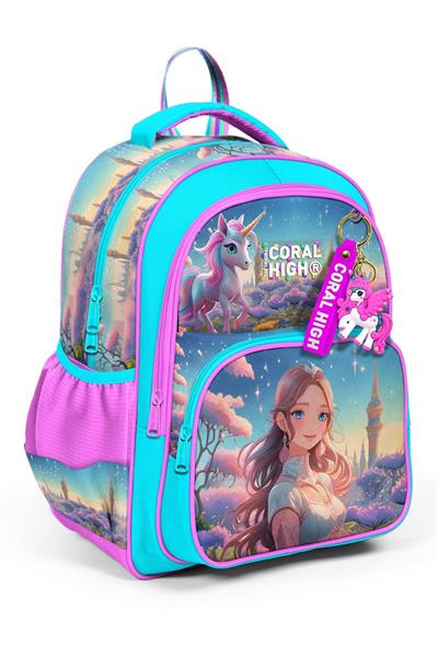 Coral High Turkuaz Pembe Anime Kız - Kız Çocuk İlkokul Okul Sırt Çantası
