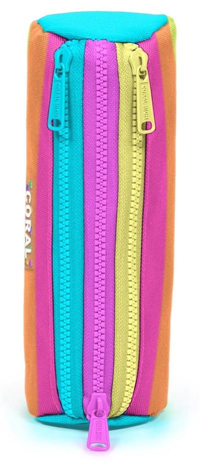 Coral High Turkuaz Pembe Renk Geçişli Kız Çocuk Üç Gözlü Okul Kalem Çantası 22086