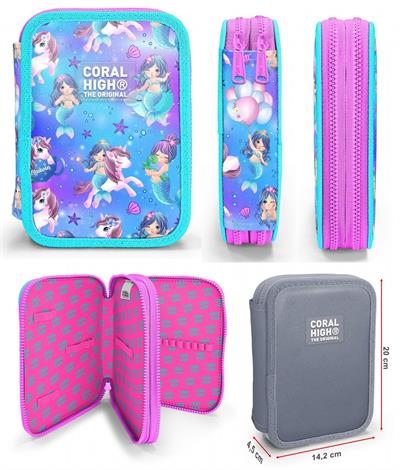 Coral High Turkuaz Unicorn Kız Çocuk Okul Çantası ve Organizer Kalemlik Seti