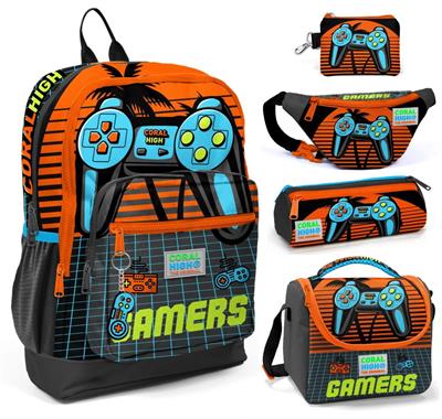 Coral High Turuncu Gamers Beşli Okul ve Günlük Çanta Seti