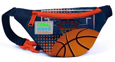 Coral High Turuncu Lacivert Basketbol Baskılı Erkek Çocuk Bel Çantası