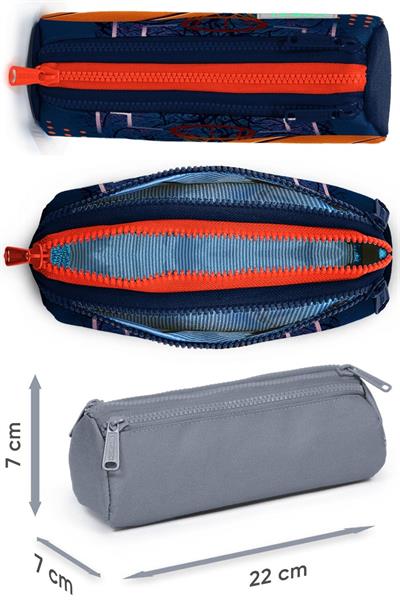 Coral High Turuncu Lacivert Basketbol Işıklı Tekerlekli Çekçek Çanta ve Kalemlik Seti - Erkek Çocuk