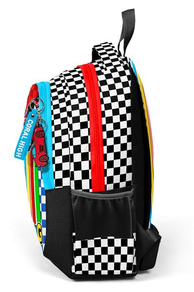 Coral High Üç Bölmeli Erkek Çocuk Kırmızı Racing Araba Baskılı İlkokul Sırt Çantası - 33257