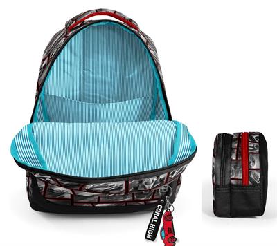 Coral High Üç Bölmeli İlkokul Sırt Çantası ve İki Bölmeli Kalemlik - Erkek Çocuk - Siyah