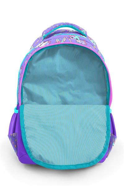 Coral High Üç Bölmeli Kız Çocuk Mor Sevimli Tavşan Baskılı İlkokul Sırt Çantası - 33255