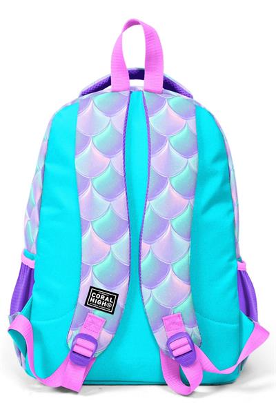 Coral High Üç Bölmeli Kız Çocuk Su Yeşili Unicorn Baskılı İlkokul Sırt Çantası - 33256