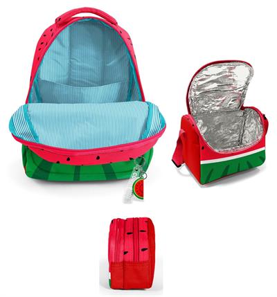 Coral High Üç Gözlü Kırmızı Yeşil Karpuz, Erkek Çocuk, İlkokul Üçlü Okul Çanta Seti