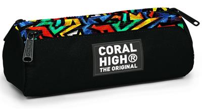 Coral High Üç Gözlü Okul Kalem Çantası - Kız Çocuk - Siyah Çok Renkli - 11162