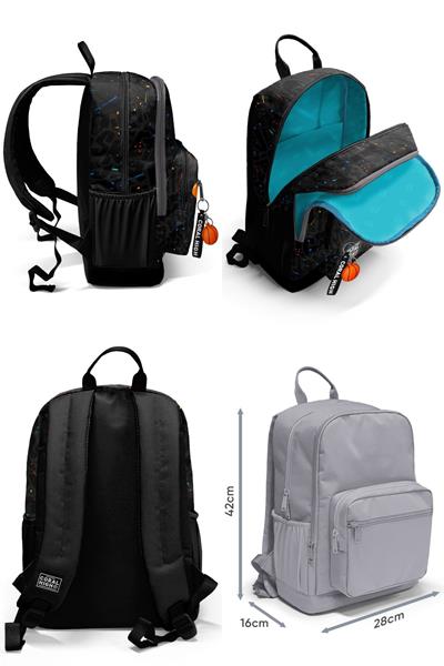 Coral High Üçlü İlk ve Ortaokul Okul Çanta Seti - Gri Basketbol - Erkek Çocuk