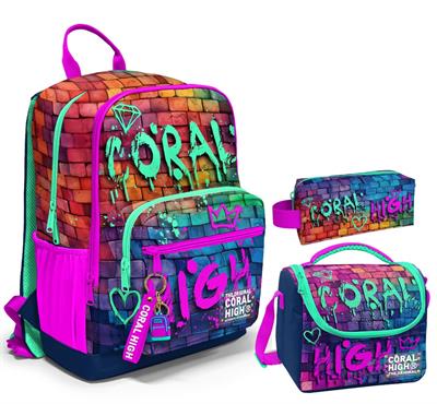 Coral High Üçlü İlk ve Ortaokul Okul Çanta Seti - Pembe Lacivert Grafiti - Erkek Çocuk